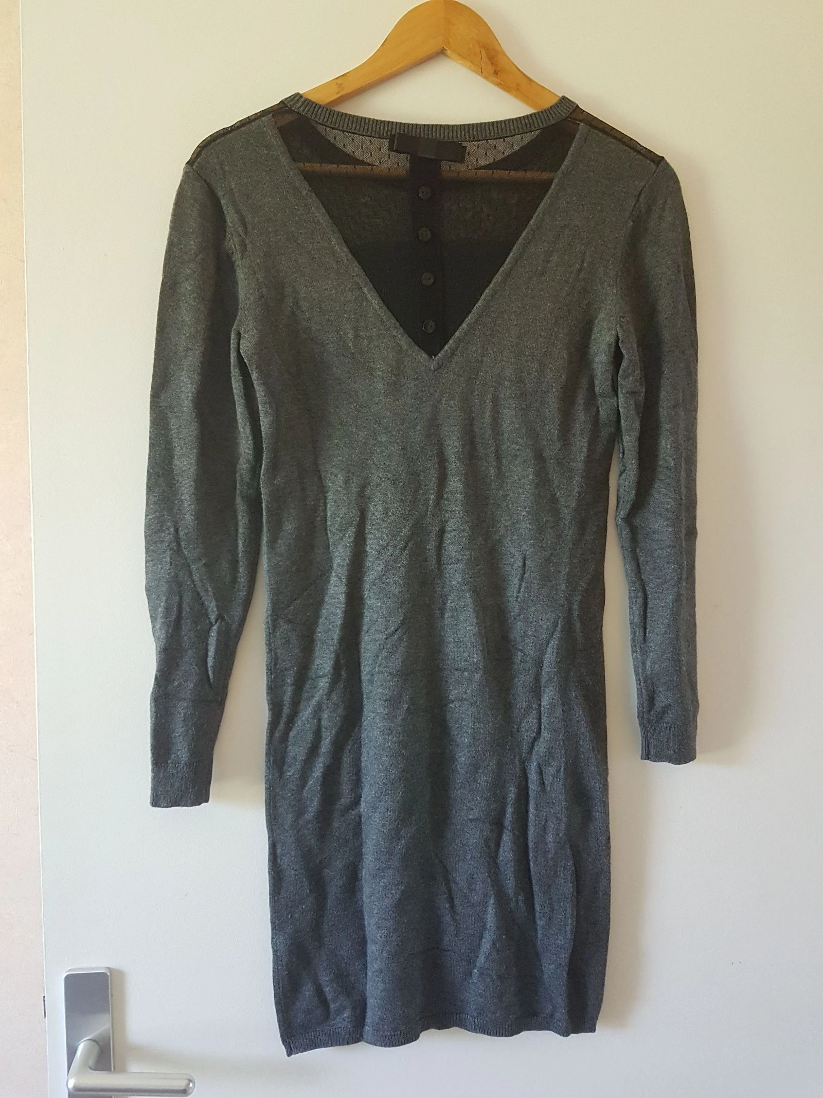 Vestido tipo jersey Etam gris antracita 36 casi nuevo para otoño invierno cálido de lana casual – photo 2